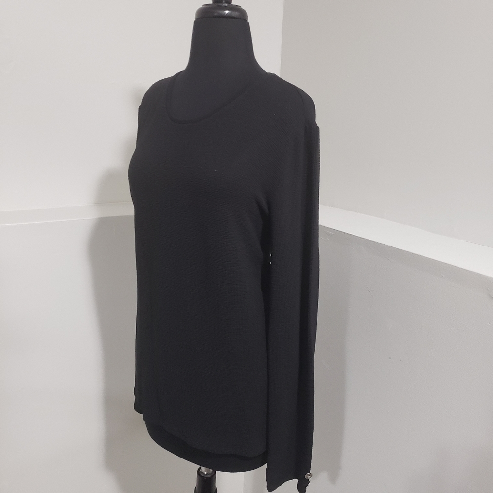 Zara Long Sleeve Black Shirt with Silver Accents, Size XL NWT - Picture 3 of 8